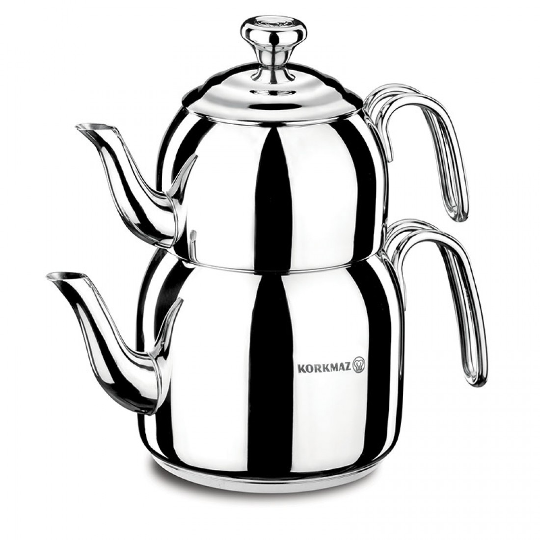 Korkmaz Flora Midi Tea Pot Set/Caydanlik Takim / A118 theekoker roestvrij staal, zwart, 69 x 69 x 69 cm, 4-delig